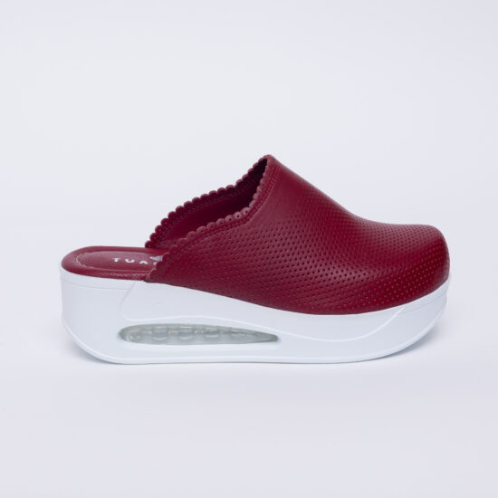 Alternative view of Червено анатомично сабо от естествена кожа