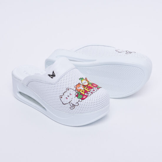 Анатомични работни чехли на платформа от естествена кожа /