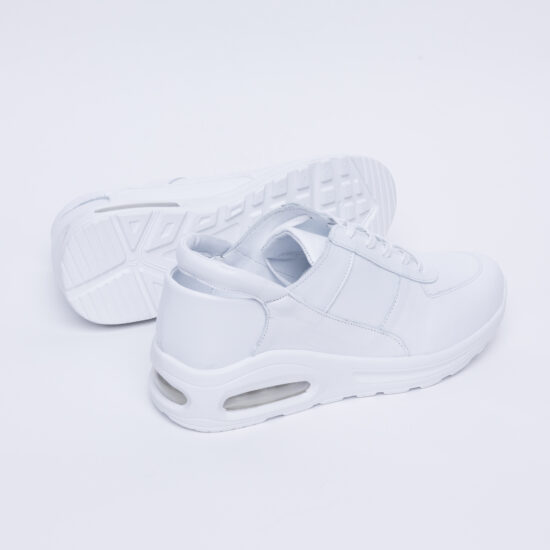 Бели анатомични маратонки от естествена кожа /