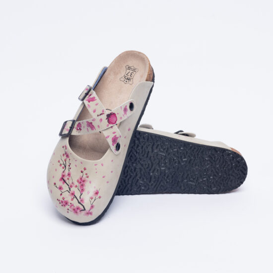 Pink Flowers Ортопедични чехли със стелка от естествен велур /