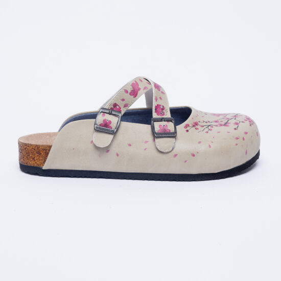 Pink Flowers Ортопедични чехли със стелка от естествен велур /