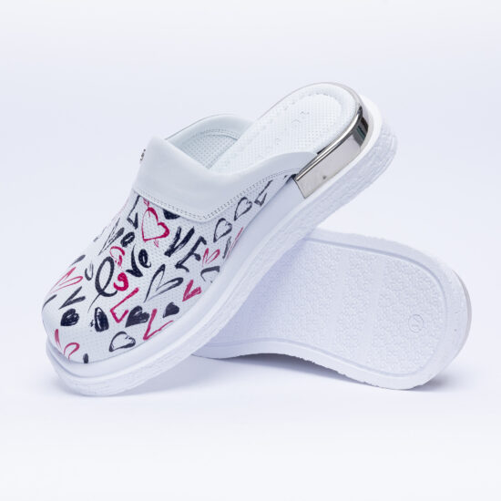 Love Анатомични чехли от естествена кожа с принт /