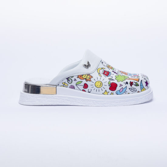 Alternative view of Анатомични чехли от естествена кожа с принт