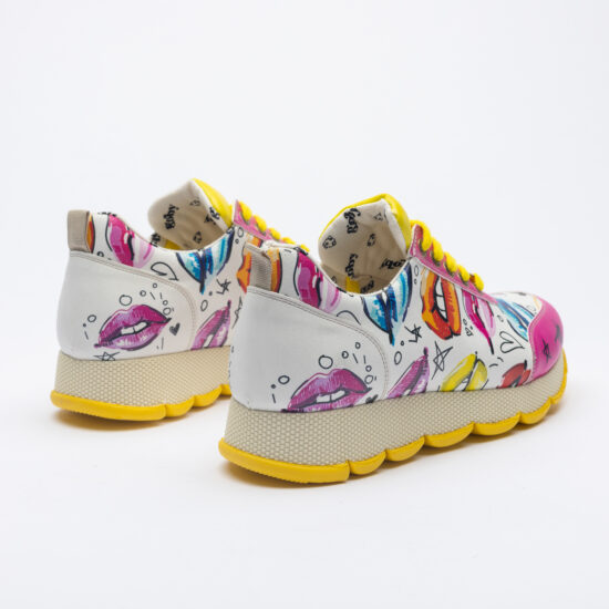 Pink Lips Дамски цветни маратонки с оригинален дизайн /