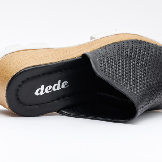 Majesty Черни чехли на платформа от естествена кожа /