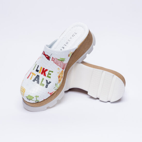 Анатомични чехли на платформа от естествена кожа /