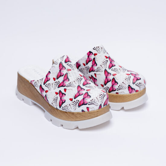 Анатомични чехли на платформа от естествена кожа /