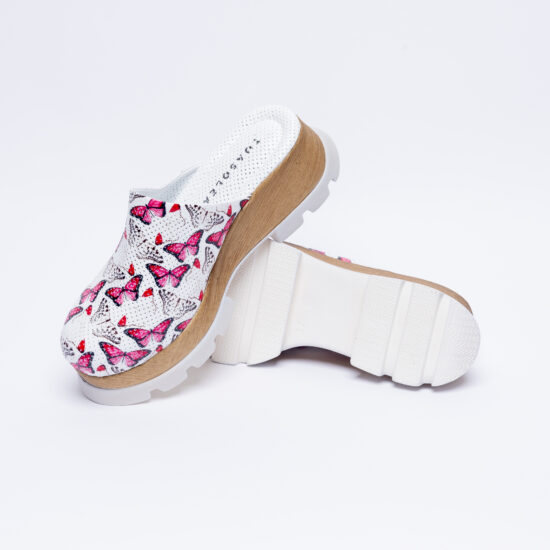 Анатомични чехли на платформа от естествена кожа /