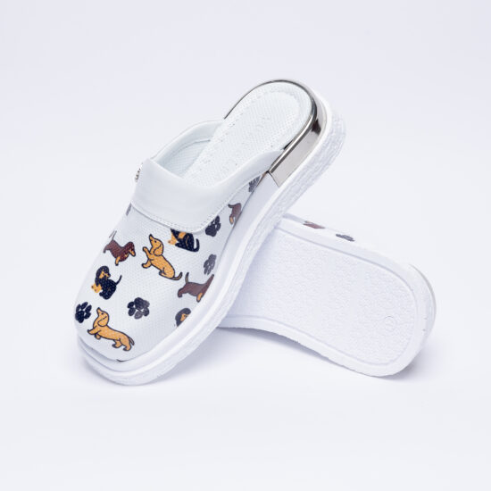 Анатомични чехли от естествена кожа с принт /