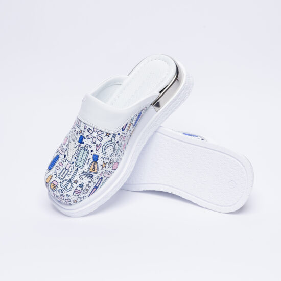 Анатомични чехли от естествена кожа с принт /