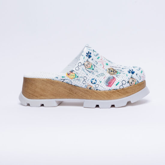 Анатомични чехли на платформа от естествена кожа /