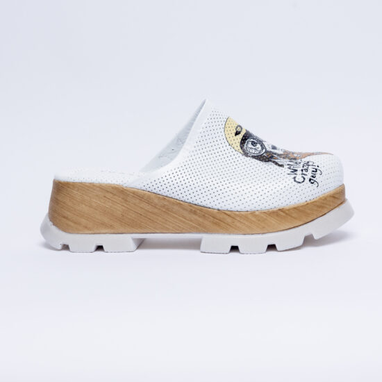 Анатомични чехли на платформа от естествена кожа /