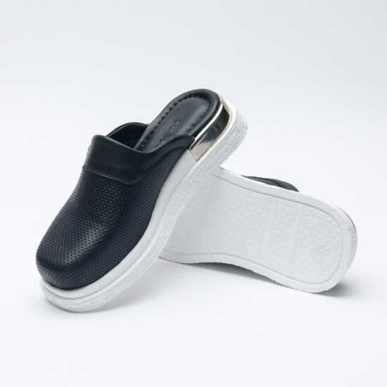 Черни анатомични чехли от естествена кожа /