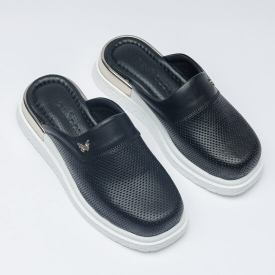 Черни анатомични чехли от естествена кожа /