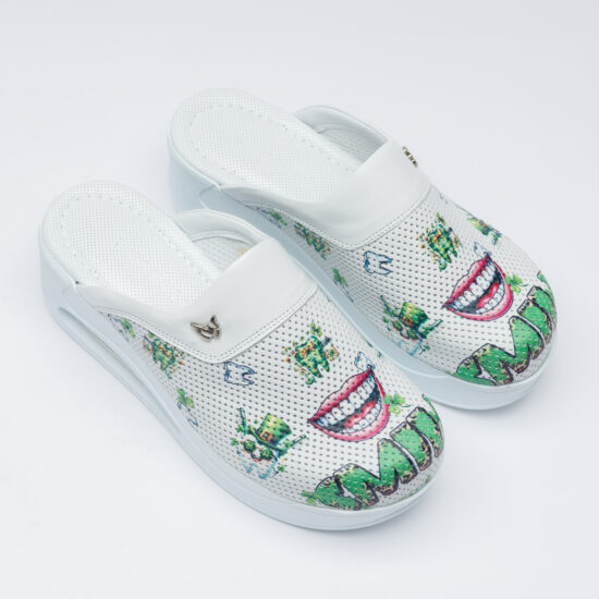 Анатомични чехли на платформа от естествена кожа /