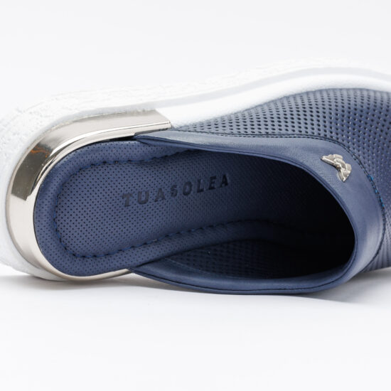 Classic Blue Сини анатомични чехли от естествена кожа /