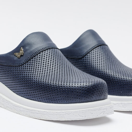 Classic Blue Сини анатомични чехли от естествена кожа /