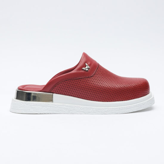 Червени анатомични чехли от естествена кожа /