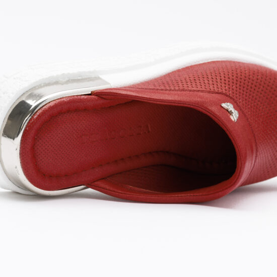 Червени анатомични чехли от естествена кожа /