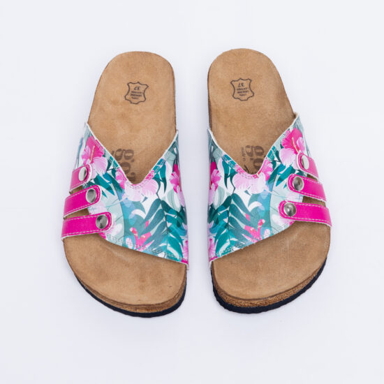 Летни ортопедични чехли със стелка от естествен велур /