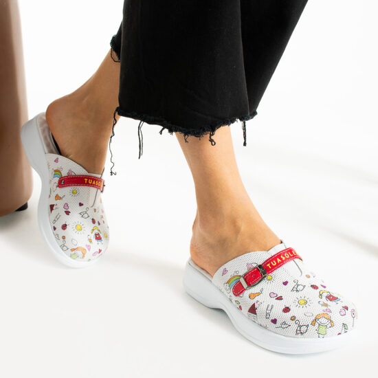 Kindergarten Работни чехли от естествена кожа с гел стелка /