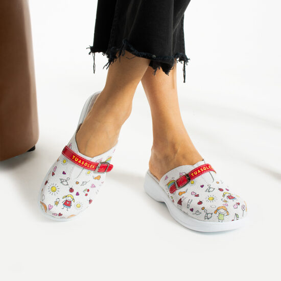 Kindergarten Работни чехли от естествена кожа с гел стелка /