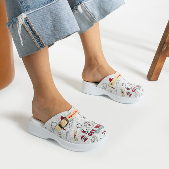 Get Well Медицинско сабо от естествена кожа с гел стелка /