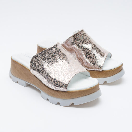 Majesty Анатомични чехли на платформа от естествена кожа /