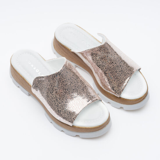 Majesty Анатомични чехли на платформа от естествена кожа /