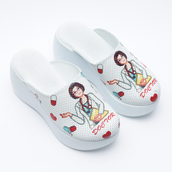 Медицинско сабо на платформа от естествена кожа /