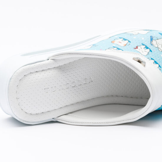 Blue Teeth Анатомични работни чехли на платформа от еко кожа /