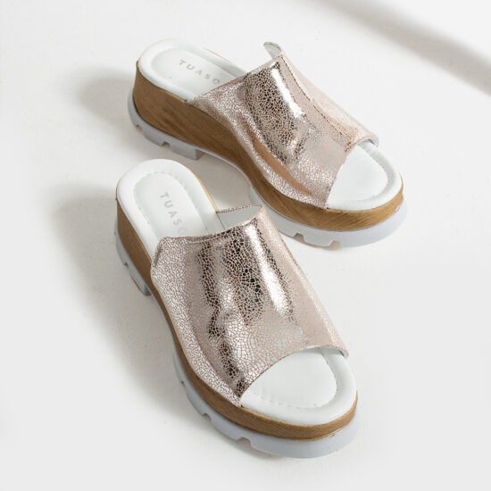 Majesty Анатомични чехли на платформа от естествена кожа /