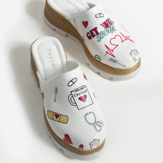 Медицинско сабо на платформа от естествена кожа /