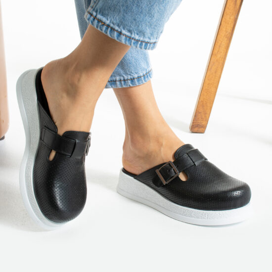 Standard Черно анатомично работно сабо от естествена кожа /