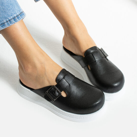 Standard Черно анатомично работно сабо от естествена кожа /