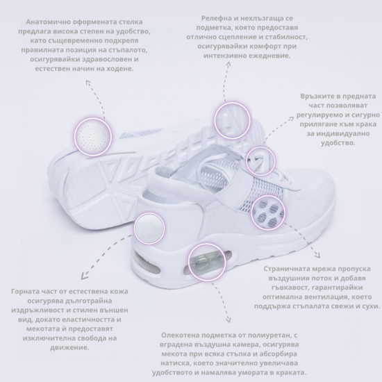 Анатомични медицински маратонки от естествена кожа /
