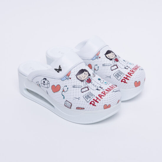 Анатомични медицински чехли на платформа от естествена кожа /