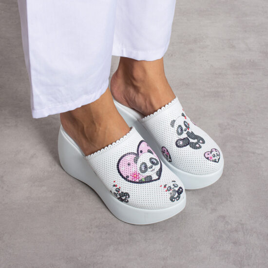 Alternative view of Анатомични работни чехли на платформа от естествена кожа