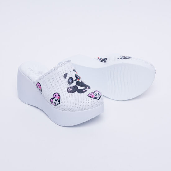 Анатомични работни чехли на платформа от естествена кожа /