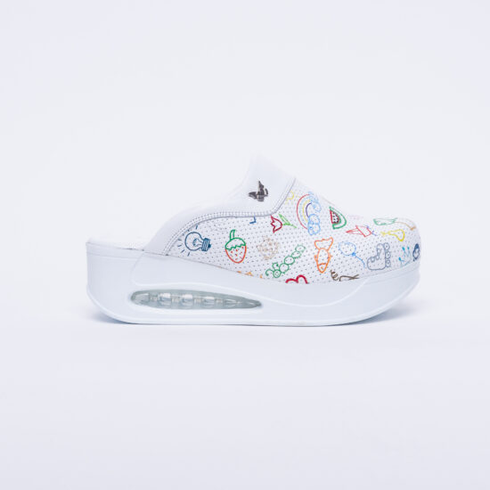 Анатомични работни чехли на платформа от естествена кожа /