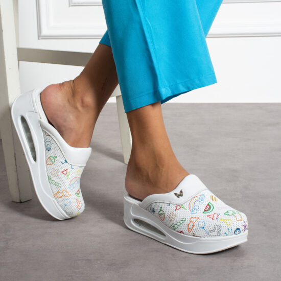 Alternative view of Анатомични работни чехли на платформа от естествена кожа