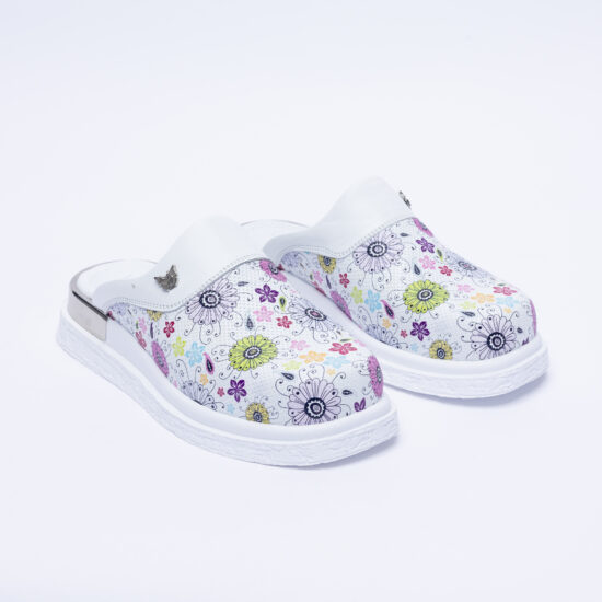 Анатомични чехли от естествена кожа с принт /