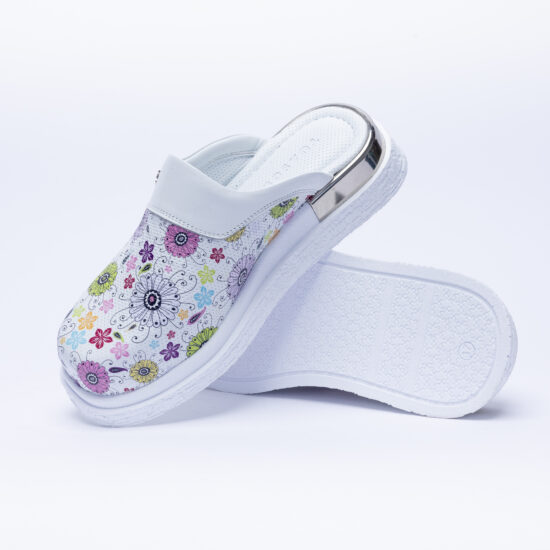 Анатомични чехли от естествена кожа с принт /