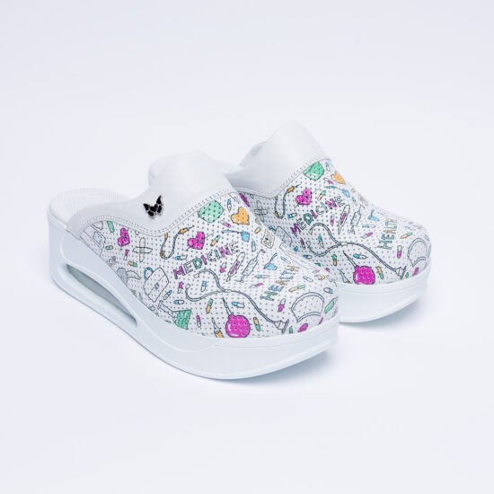 Медицински чехли на платформа от естествена кожа /