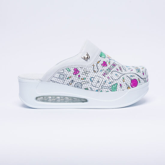 Медицински чехли на платформа от естествена кожа /