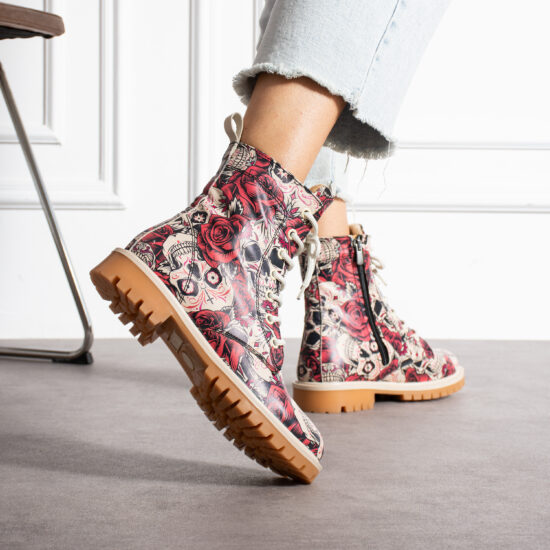 Rebel Rose Модерни дамски цветни боти от естествена кожа /
