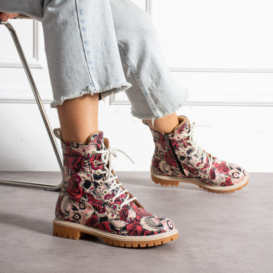 Rebel Rose Модерни дамски цветни боти от естествена кожа /