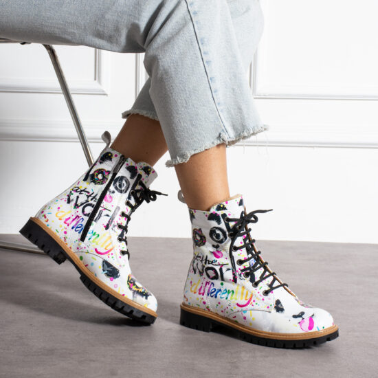 Panda Pop Дамски боти с цветен принт от естествена кожа /