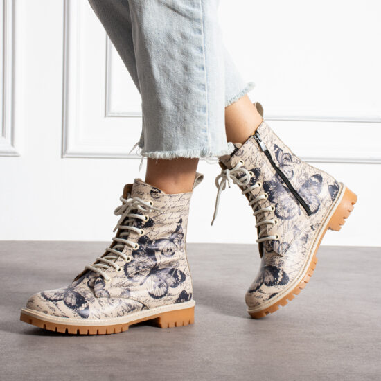 Alternative view of Дамски бежови боти с принт от естествена кожа