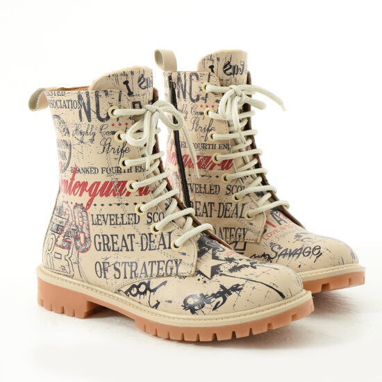 Urban Script Дамски модерни боти с принт от естествена кожа /